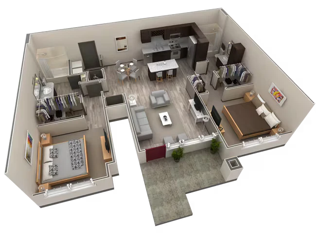 2 BR Grand Courtyard 416 floor plan